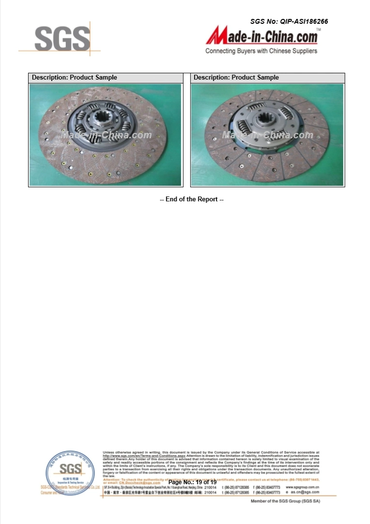 Factory Supply Clutch Disc, Driven Plate Disc for Chinese Truck