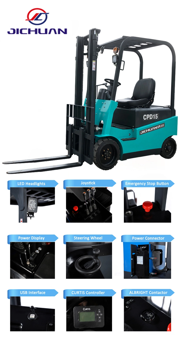 1.5ton 2 Ton Electric Forklift Trucks with Chinese Battery