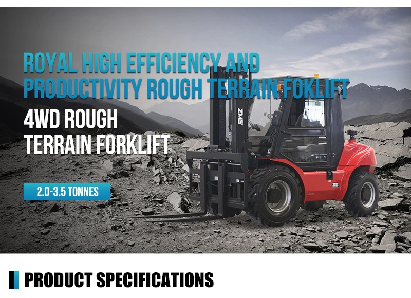 Royal High Quality 4WD 3 Ton Rough Terrain Forklift Truck with EU V